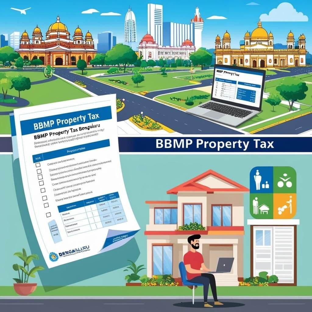 Introduction to BBMP Property Tax : An informative and visually engaging digital illustration depicting BBMP property tax in Bengaluru.